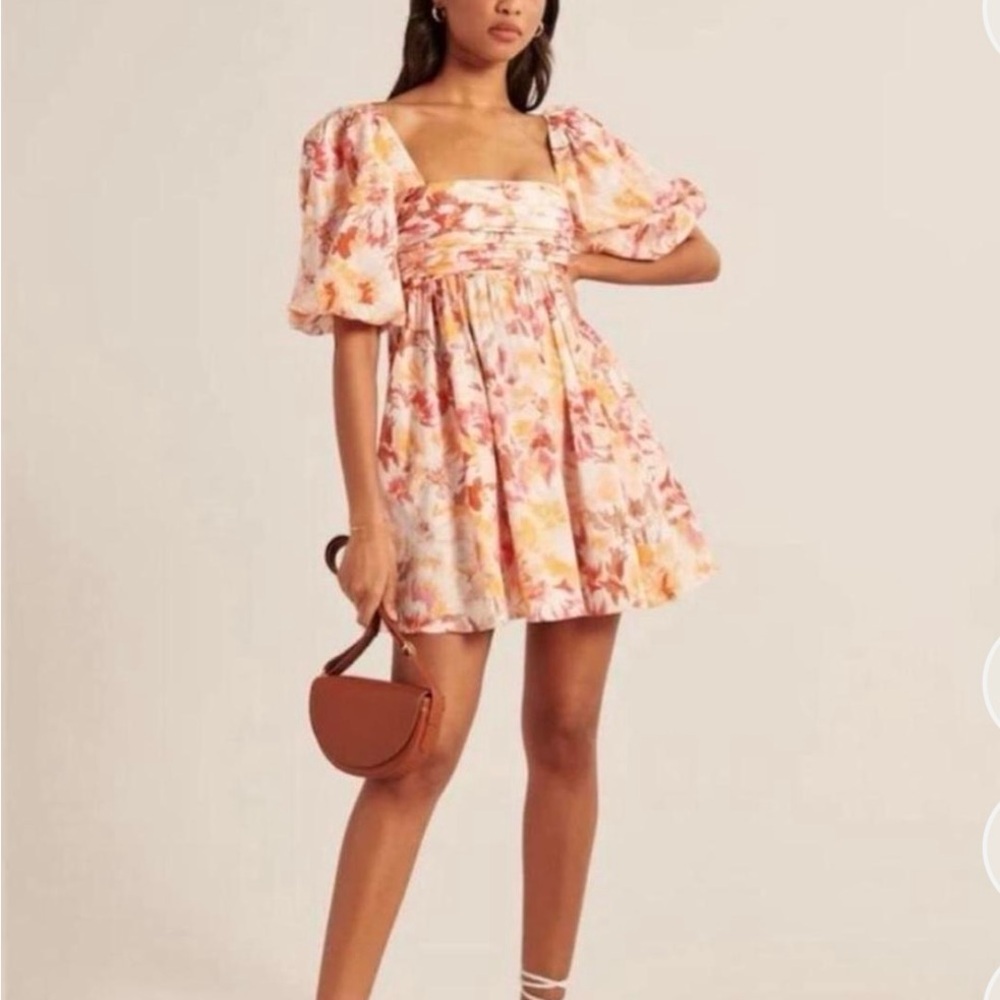 Abercrombie & Fitch Floral Puff Sleeve Mini Dress